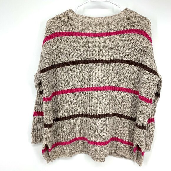 Free People Sweater Greenwich Village Stripe Pullover Oversized Pocket - Picture 8 of 11